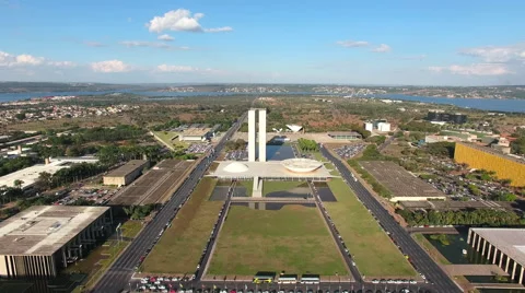 Aerial Congresso e Esplanada dos Ministérios Distrito Federal capital Brazil	 Stock Footage 63490120