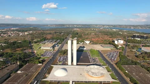 Aerial Congresso e Esplanada dos Ministérios Distrito Federal capital Brazil	 Stock Footage 63491442