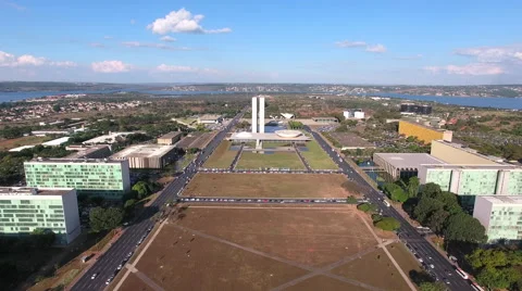 Aerial Congresso e Esplanada dos Ministérios Distrito Federal capital Brazil	 Stock Footage 63495610