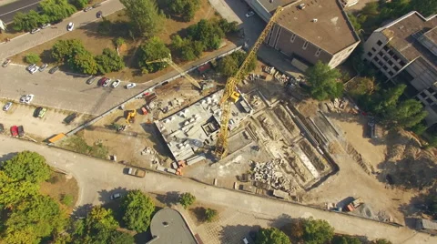 Aerial: construction crane at a construction site Stock Footage 55441431