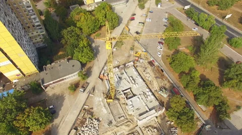 Aerial: construction crane at a construction site Stock Footage 55448496
