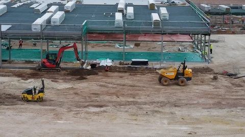 Aerial Construction with digger Video stock 123788541