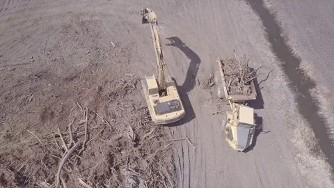Aerial Construction - Land Clearing Stockbeeldmateriaal 81282570