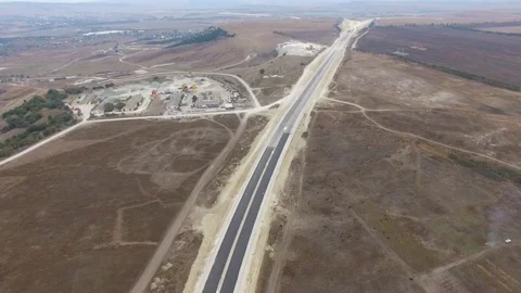 AERIAL: Construction of modern highways Video stock 82582571
