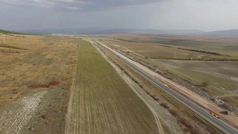AERIAL: Construction of modern highways Stock Footage 82584099