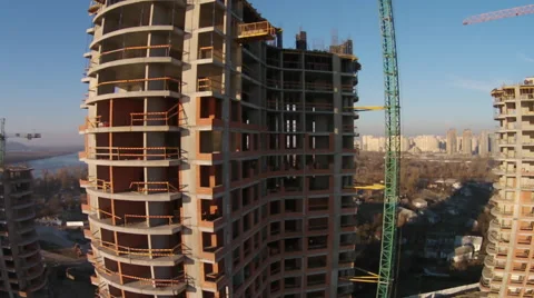 Aerial. Construction of residential complex Stock Footage 44233078