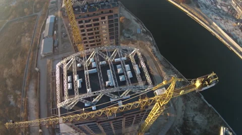 Aerial. Construction of residential complex Stock Footage 44233146