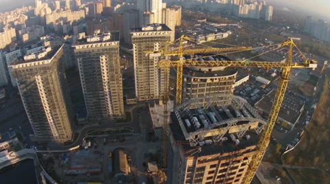 Aerial. Construction of residential complex Stock Footage 44233224