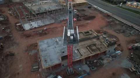 Aerial construction site with crane Stock Footage 240221344
