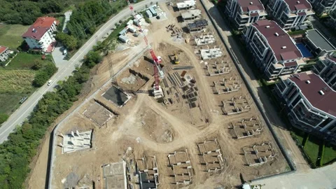 Aerial construction site Stock Footage 219718696