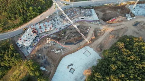 Aerial construction site Stock Footage 258046172