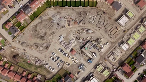 Aerial Construction Site with new build houses under construction Video stock 333207969