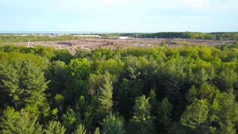 Aerial Construction site seen by drone.  Red clay, Stock Footage 108674402