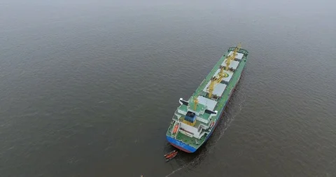 Aerial container cargo ship Stock Footage 127076309