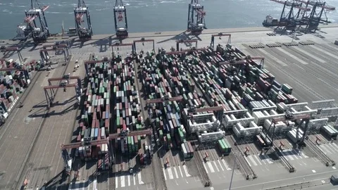 Aerial Container Harbour Stock Footage 78103443