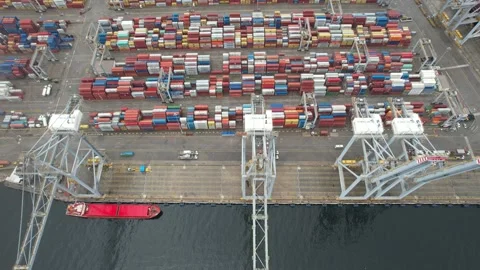 Aerial container loading Stock Footage 238700952