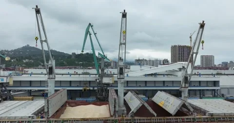 Aerial Container Port, Cargo, Ships. Cargo. Batumi, Georgia, 06.15.2024 Stock Footage 278068898