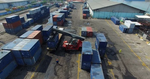 Aerial Container Port Stock Footage 121433831