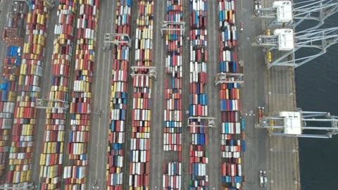 Aerial container port Stock Footage 229732936