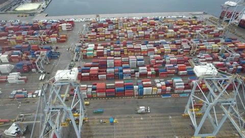 Aerial container port Video stock 229804134