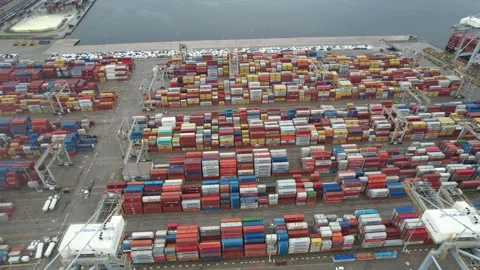Aerial container port Stock Footage 232939352