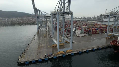 Aerial container port Stock Footage 234649506