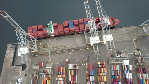 Aerial container port for import Stock Footage 237286910
