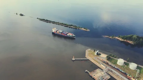 AERIAL. Container ship in import export and business logistic. Video stock 112387840