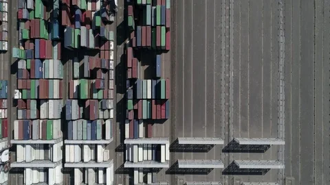 Aerial Containers Harbour Stock Footage