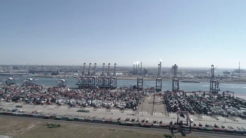 Aerial Containers Harbour Stockbeeldmateriaal 78103598