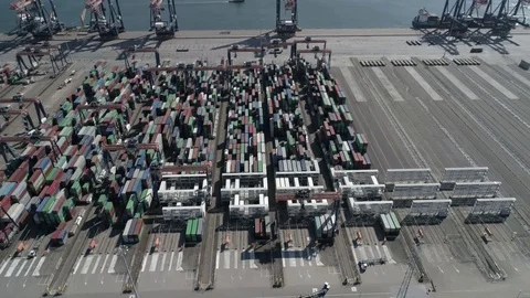 Aerial Containers Harbour Stock Footage 78105275