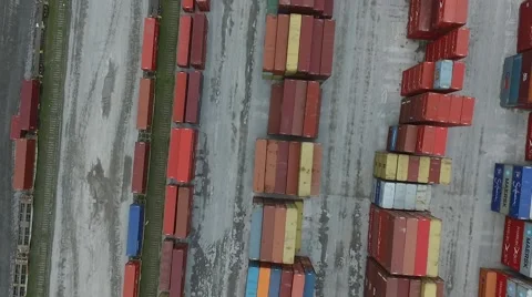 Aerial containers view. Drone flight over import and export harbour containers b Vídeo Stock 59893283
