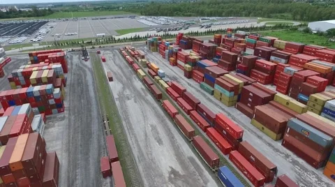 Aerial containers view. Drone flight over import and export harbour containers b Vídeo Stock 59893444