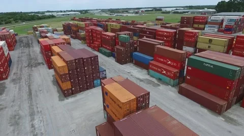 Aerial containers view. Drone flight over import and export harbour containers b Vídeo Stock 59893662