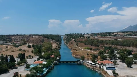 Aerial - Corinth Canal from high Stock Footage 125925871