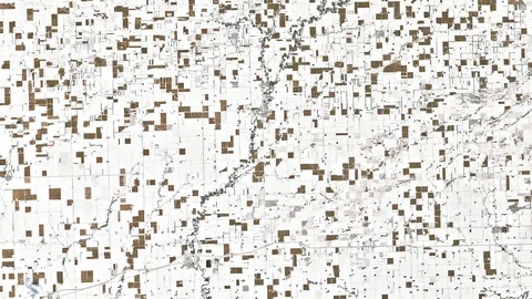 Aerial of corn patchwork in the snow, North Dakota. 4K Stock-Footage 122050580