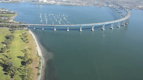 Aerial Coronado Bay Bridge San Diego Stock Footage