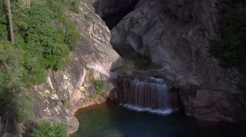 Aerial corsica cascade Stock Footage 33767785