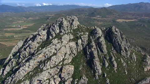 Aerial corsica mountain plain Stock Footage 33736260