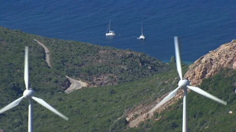 Aerial corsica wind Stock Footage 33067404
