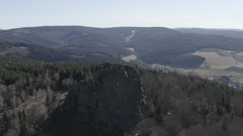 Aerial counter clockwise of summit rocks in Sauerland, Germany Stock Footage 103478123