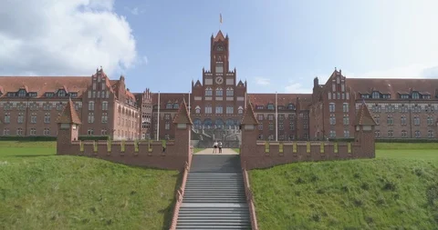 Aerial of couple visit Murwik Naval School Stock Footage 116208352