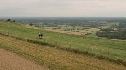 Aerial - Couple walking in field Stock Footage 59407165