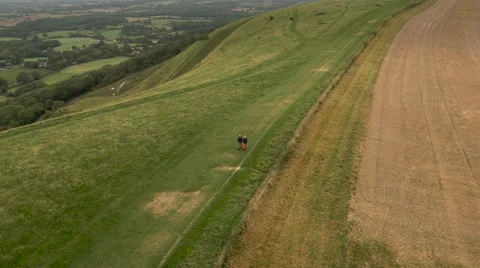 Aerial - Couple walking in field Stock Footage 59407547