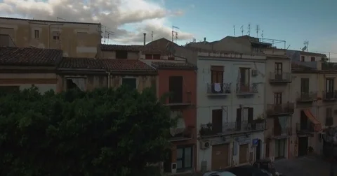 Aerial Crane up over Cefalu Stock Footage 76980113