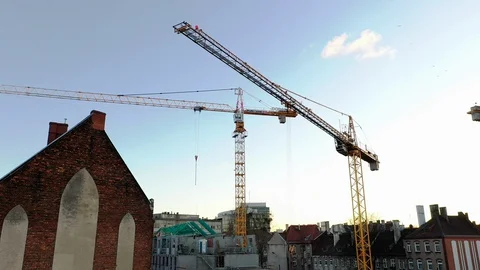 AERIAL: Cranes at Construction Site Video stock 127888259