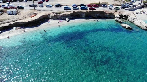 Aerial Crete beach panorama and blue sea Stock Footage 101736775