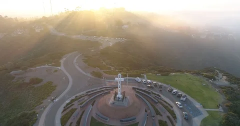 Aerial Cross at Sunset Stock Footage 89038043