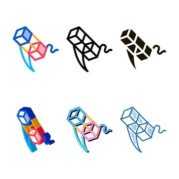 Aerial cubes on string icon vector outline styles Stockillustratie