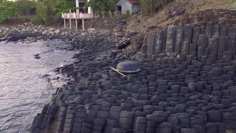 Aerial of Da Dia reef, Phu Yen, Vietnam Видео 76628516